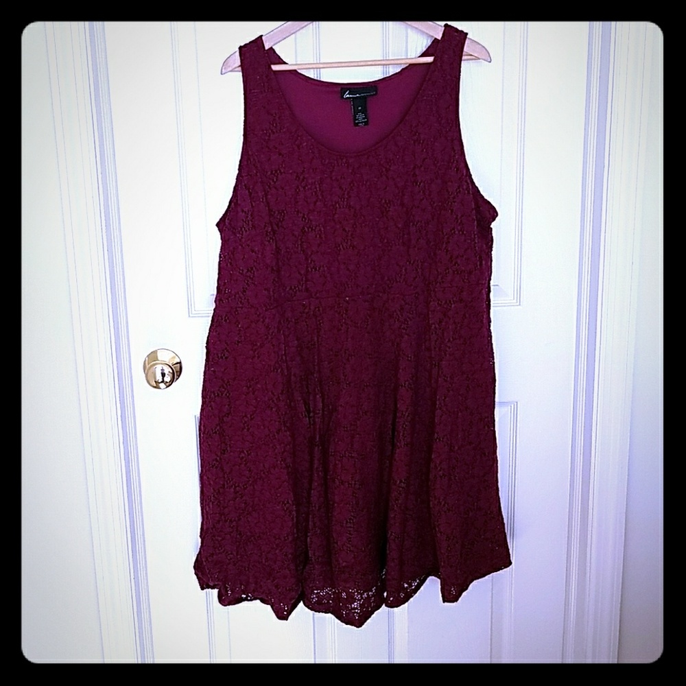 Lane Bryant maroon lace dress